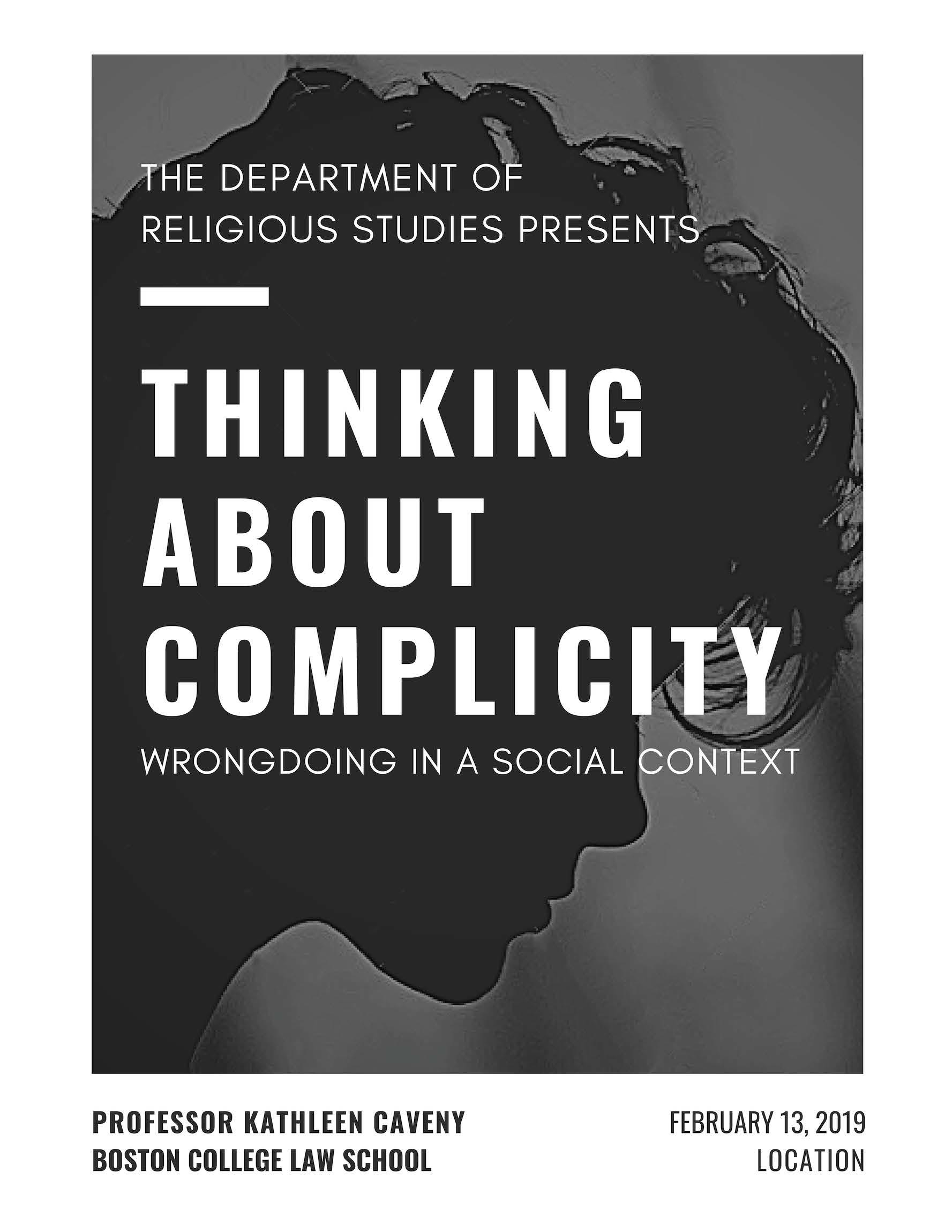 Publicity poster for "Thinking About Complicity" event