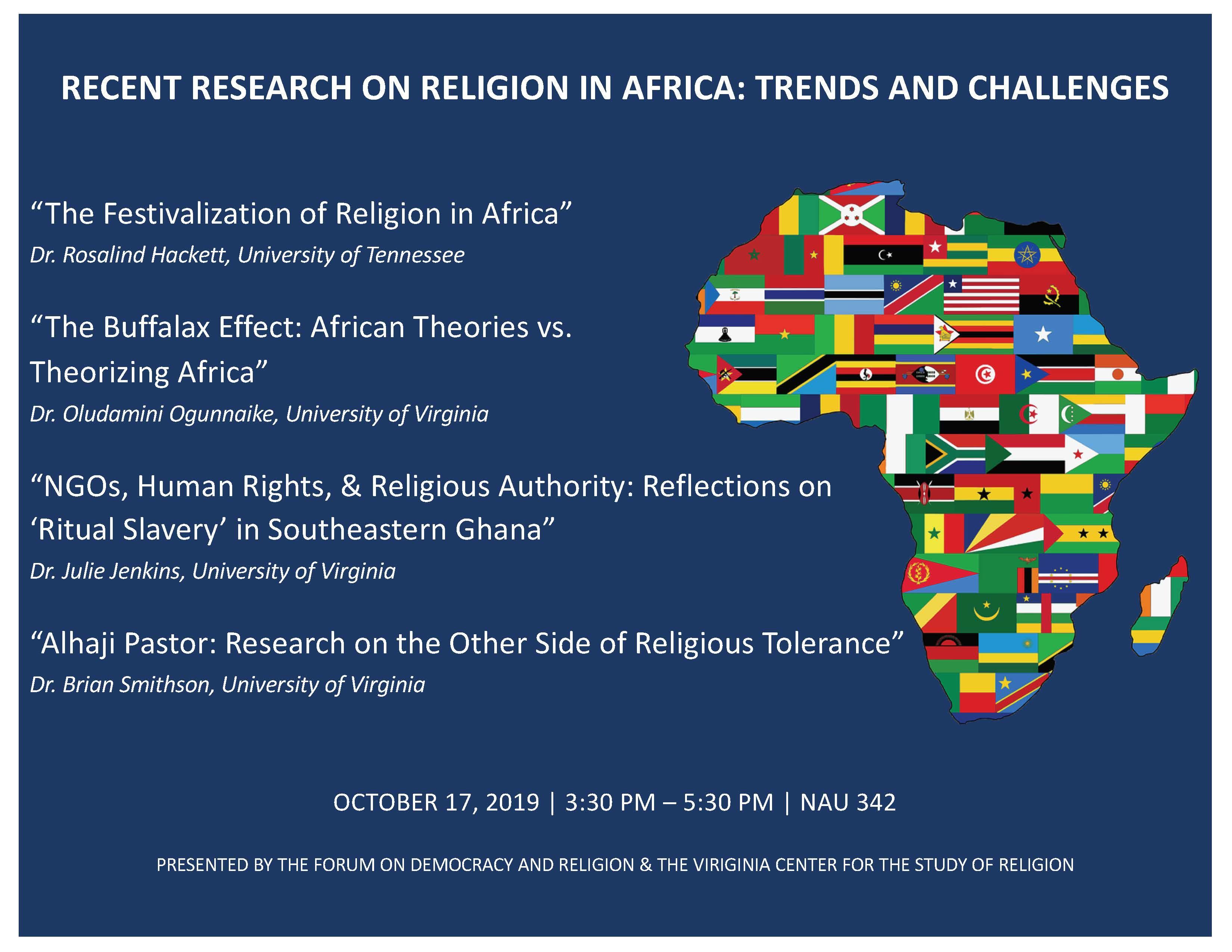 Publicity poster for Recent Research on Religion in Africa event